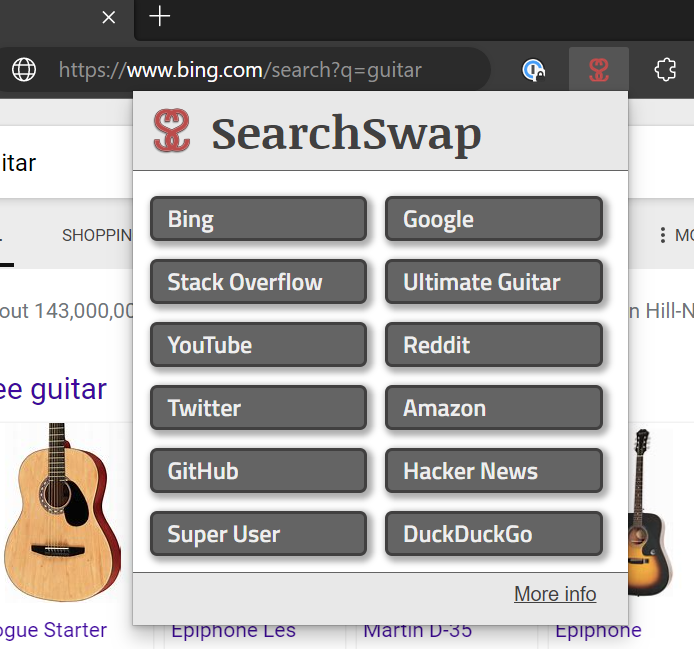 SearchSwap icon on the browser's toolbar