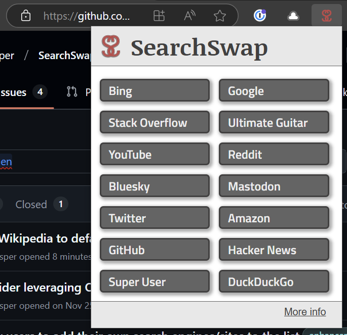 SearchSwap icon on the browser's toolbar